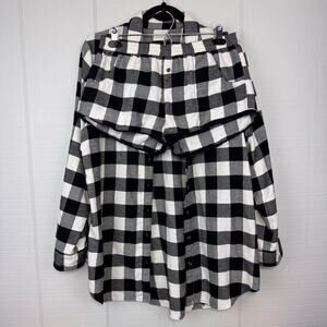 Free Press Black White Gingham Shorts Oversized Button Up Shirt Pajama Set Sleep